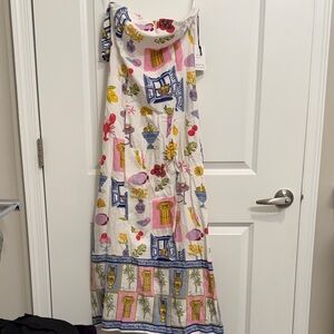 Japna Strapless Dress with Multicolor Print